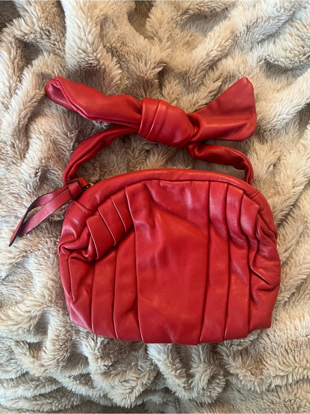 Anthropology Red Pleated Knot-Top Women’s Mini Bag